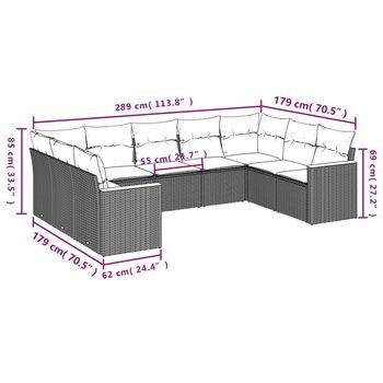 Conjunto De Sofá De Patio (incluye Cojines, Combinación De 9 Piezas)
