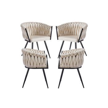 Pack 4 Sillas Widny Black Terciopelo De Terciopelo 87*56*44 Cm - Beige