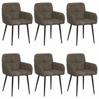 sillas de comedor 6 uds cuero de suede sintetico gris oscuro vidaxl