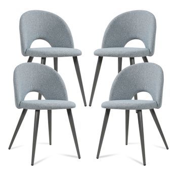 Juego De 4 Sillas De Comedor Karijoki Textil 77x50x55 Cm Gris Oscuro [en.casa]