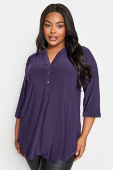 Yours Camisa Violeta Media Tapeta, Mujer Curvy Y Tallas Grandes, Yours