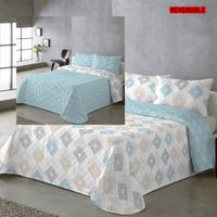 moda textil colcha bouti primavera verano reversible color azul modrombos cama 90 105135 y 150  ligeras y suaves incluye fundas de cojin