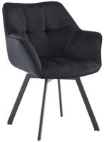 silla de comedor con patas de metal y asiento de terciopelo negro