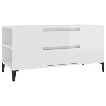 Mueble De Tv Madera Contrachapada Blanco Brillo 102x44,5x50 Cm Vidaxl