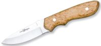 cuchillo traveller 11032 miguel nieto de 21 cms con hoja de acero de 9 cms y mango de madera natural de abedul rizado con funda de piel de primera calidad marron