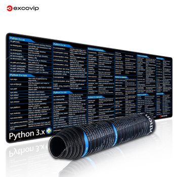 Alfombrilla de ratón con programación EXCO Python 3.x, hojas de trucos grandes, alfombrilla de ratón para inteligencia Artificial, alfombrilla de escritorio Web de aprendizaje profundo