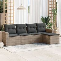 conjunto de sofas jardin con cojines 5 uds  mueble jardin mesa y sillas ratan sintetico gris cfw590781