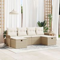 juego de sofa de jardin de 6 piezas con cojines beige de poliratan v1230 unico  beige