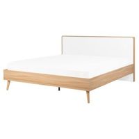 cama de madera blanca 160 x 200 cm con somier y cabecero estilo minimalista escandinavo serris