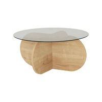 mesa de centro en madera melaminada roble marron