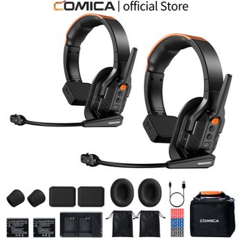 COMICA Seekcom S1 Sistema de Intercomunicación Inalámbrico Full-Duplex de 2.4GHz con Cancelación de Ruido, Auriculares de Intercomunicación para Conversaciones en Grupo, Cineastas