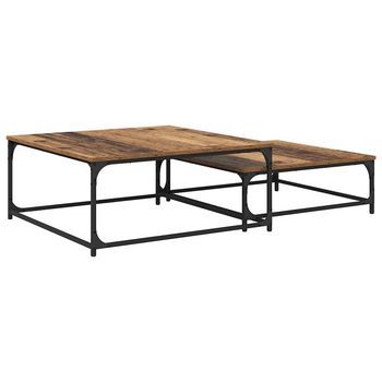 2 Uds Mesas Bajas - Mesas De Centro - Mesas De Café Madera Envejecida Madera De Ingeniería