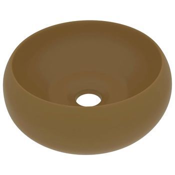 Lavabo De Lujo Redondo Cerámica Crema Mate 40x15 Cm Vidaxl