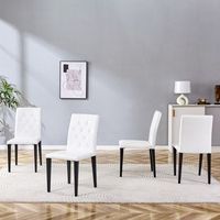 juego de 4 sillas de comedor blancas y negras polipiel y patas metalicas 42  46  89 cm