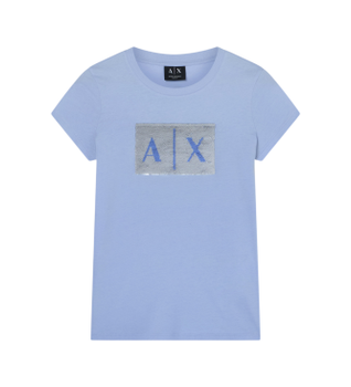 A|X Armani Exchange para mujer. 8NYTDLYJ73ZU9333 Camiseta Casual Premium glacial (XXL), Blanco, Algodón, Manga corta