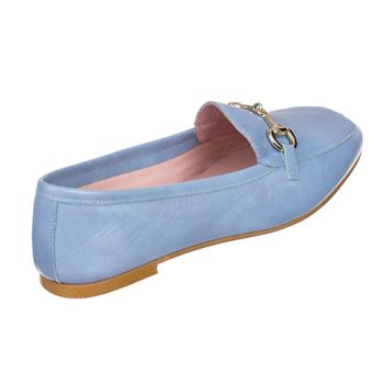 Mocasín piel azul hebilla Gucci