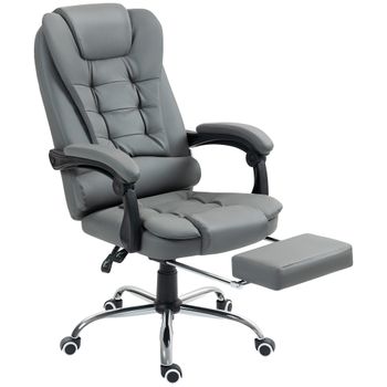HOMCOM Silla de oficina silla manager gran confort respaldo inclinable ruedas PU 64,5 x 69 x 117 cm gris
