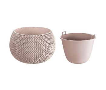 Maceta redonda con deposito splofy bowl de plastico en color mocca 23,9 (largo) x 23,9 (ancho) x 16,1 (altura) cm