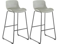 juego de 2 taburetes de bar tapizados en pu gris claro