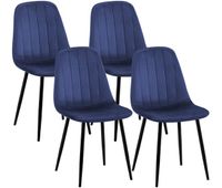 juego de 4 sillas de comedor baxter de terciopelo azul 54x45x88 cm