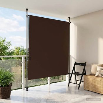Cortina Enrollable - Sombra Para Exterior - Poliéster Y Aluminio - Marrón (100x270cm)