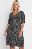 yours vestido mini negro de ondas de flores mujer curvy y tallas grandes yours