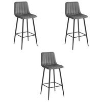 set de 3 taburete de bar terciopelo valora pozza asiento de terciopelo gris oscuro
