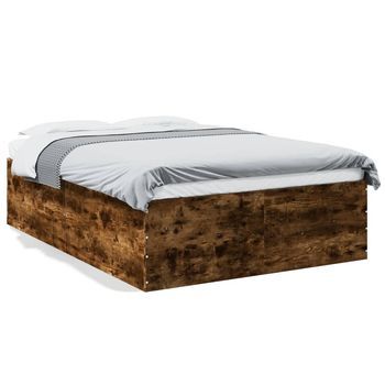 Estructura De Cama Madera De Ingeniería Roble Ahumado 120x190cm
