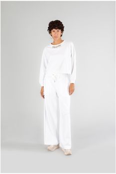sudadera cropped con parche en el escote white s