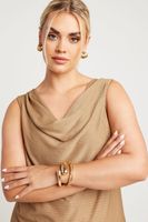 limited collection top dorado sin mangas con cuello suelto mujer curvy y tallas grandes limited collection
