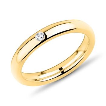 Anillo clásico de mujer de acero inoxidable chapado en oro amarillo