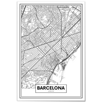 Panorama Cuadro De Aluminio Mapa De Barcelona 70x100 Cm