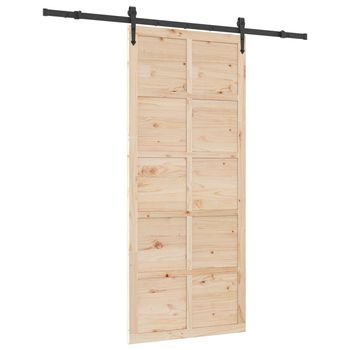Puerta Corredera Natural 100 X 208 Cm Madera De Pino Maciza Vidaxl