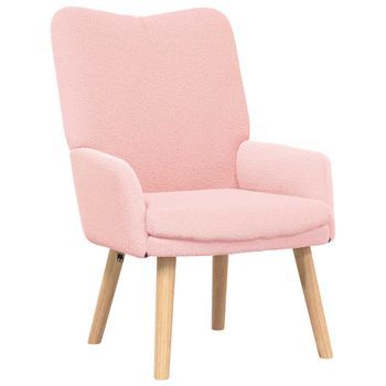 Sillón Rosa 63 X 67 X 94 Cm Tela De Oveja Y Contrachapado Vidaxl