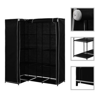 Armario De Almacenamiento | Armario De Esquina Negro 130x87x169 Cm Cfw740253