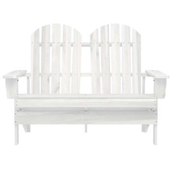 Silla Adirondack De Jardín | Silla De Exterior | Sillón 2 Plazas Madera De Abeto Blanco
