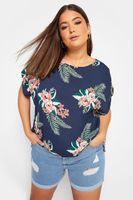 yours top oversized azul marino tropical mujer curvy y tallas grandes yours