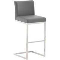 taburete de bar x1 diseno moderno soporte de acero inoxidable asiento de pvc gris 100005320