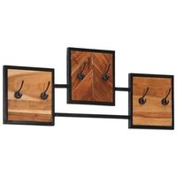 perchero de pared madera maciza de acacia y hierro 90x1x35 cm vidaxl