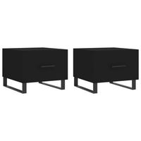 juego de 2 mesitas de noche con cajon 50 x 50 x 40 cm madera de ingenieria negra y hierro dec040424