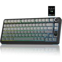 teclado mecanico aula s75pro teclas pbt 75 intercambiables en caliente retroiluminacion rgb teclado gamer inalambrico de 4000 mah con pantalla led y perilla