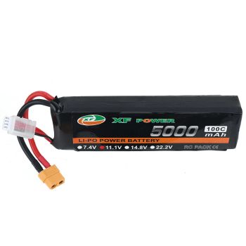 Batería LiPo XF POWER 11.1V 5000mAh 100C 3S con enchufe XT60 y enchufe T Deans para dron RC