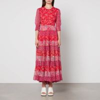 rixo kristen printed crepe midi dress - xsuk 8