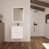 conjunto de bano kaji  60 cm blanco  dos cajones  lavabo empotrado  mueble montado  no incluye espejo  alday