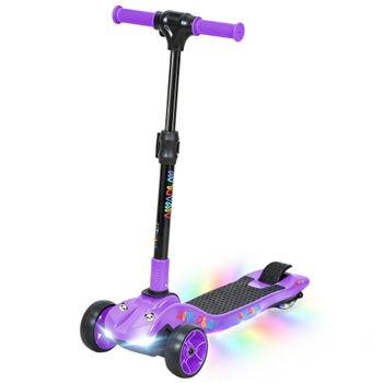 AIYAPLAY Patinete Eléctrico para Niños 6+ Años Plegable de 3 Ruedas Velocidad Máxima 8 km/h 64x29x83 cm Violeta   Aosom España