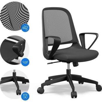 SENSE7 Sopty Silla de Escritorio Ergonómico Transpirable Negra