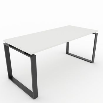 Mesa/escritorio Para Teletrabajo, Oficina Y Hogar. Estructura Cerrada Color Negro. Tablero Color Blanco . Fabricado En España. (160x80cm).