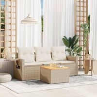 conjunto de sofas jardin con cojines 4 uds  mueble jardin mesa y sillas ratan sintetico beige cfw715688
