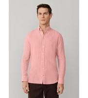 hackett london para hombre hm3010635 camisa lino tenida fit tailored rosa l casual manga larga