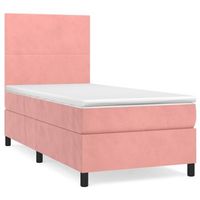 cama box spring con colchon terciopelo rosa 90x200 cm vidaxl